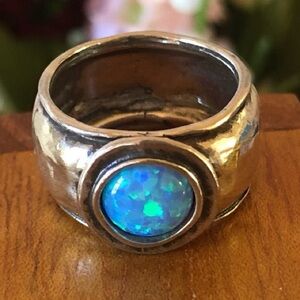 Silpada Sterling Silver Blue Faux Opal Ring R1457 Size 6